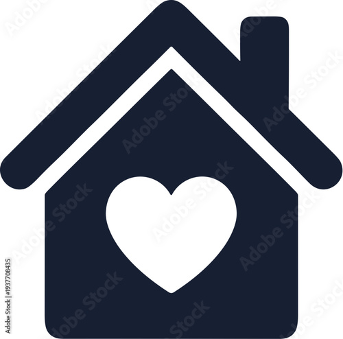 Simple Flat Design House Heart Symbol Lovely Home Icon Graphic Illustration