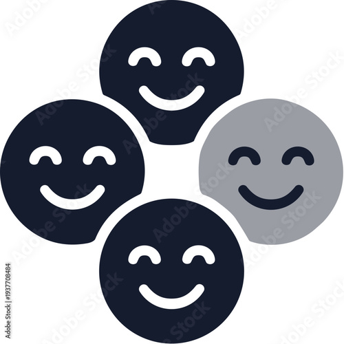 Simple Flat Style Group of Smiley Face Emoticon Icon Illustration