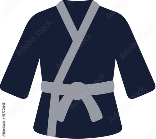 Flat Style Detailed Karate Gi Uniform Clothing Martial Art Illustration