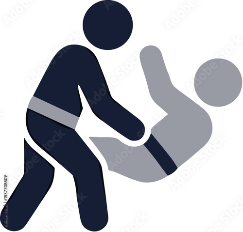 Simple Flat Style Judo Throwing Competition Athlete Sport Icon Illustration