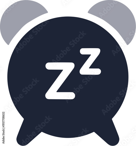 Simple Flat Color Alarm Clock Snooze Sleep Icon for Mobile App