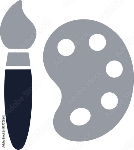 Minimalist Flat Design Brush and Palette Symbol Art Creative Icon