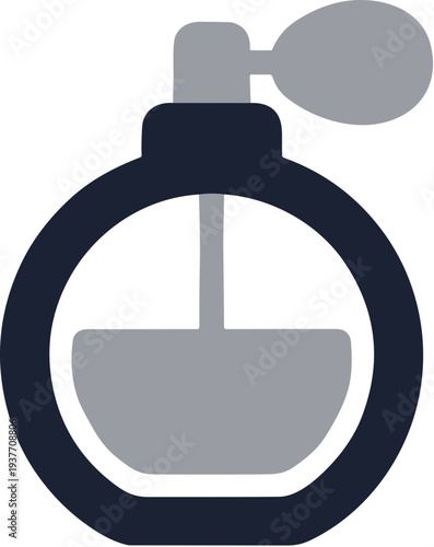 Simple Flat Round Perfume Bottle with Atomizer Luxury Scent Icon