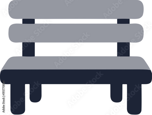 Simple Flat Style Bench Outdoor Seating Park Furniture Illustration