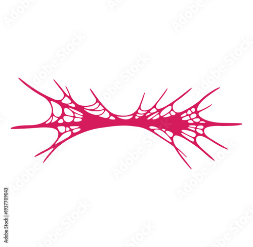 Pink neuron cell with extensions and branches in nervous system  neuroscience concept