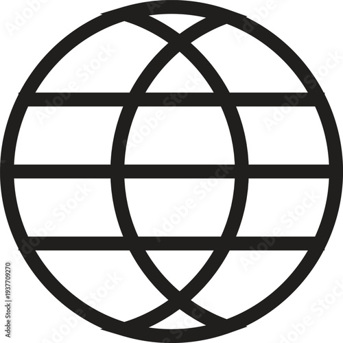 Modern universal icon set vector featuring world earth globe, email envelope, style camera, location map pin, moon with star symbols, clean minimal editable EPS icons for mobile apps, web