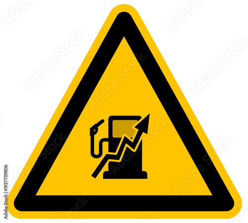 Señal de advertencia de aumento de precios de combustible y gasolina icono de vector de inflación económica y crisis energética
