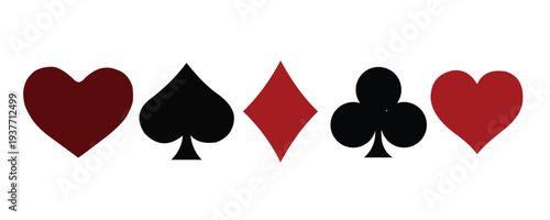 Illustration of playing card suits icons in a row
