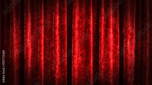 Red velvet theater curtain backdrop with rich texture