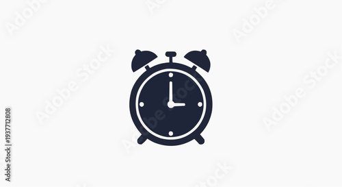 Alarm Clock Icon with Bells, Wake Up and Time Reminder Symbol for Morning Routine, Schedule, Deadline and Time Management, Minimal Vector Graphic for Web and App Designv