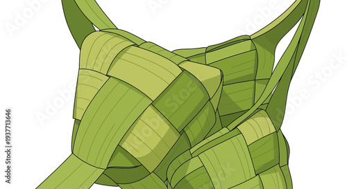 Traditional Maori woven flax cloak close-up, abstract natural fibers texture, New Zealand cultural heritage, ethnic wearable art, green hues, woven pattern, flax weaving technique.