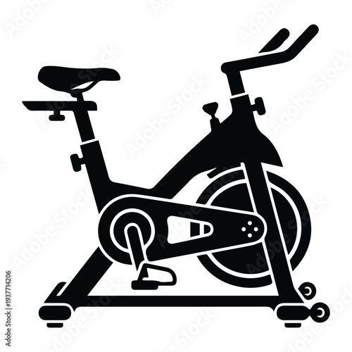 Gym bicycle Icon Silhouette vector black design on a white background
