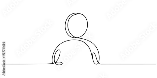 User person  icon    continuous one line drawing outline vector illustration