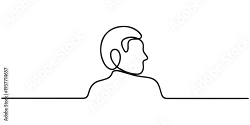 User person  icon    continuous one line drawing outline vector illustration