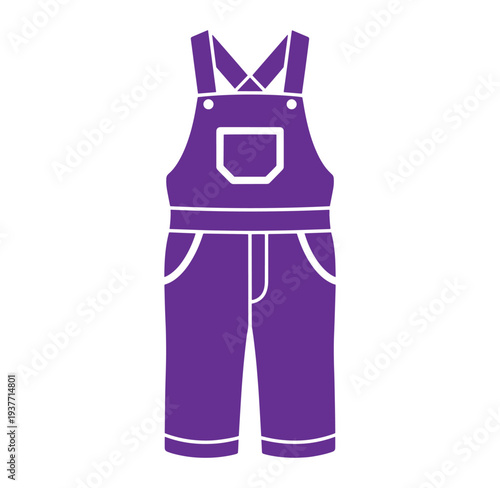 Purple dungarees with straps and pockets on white background