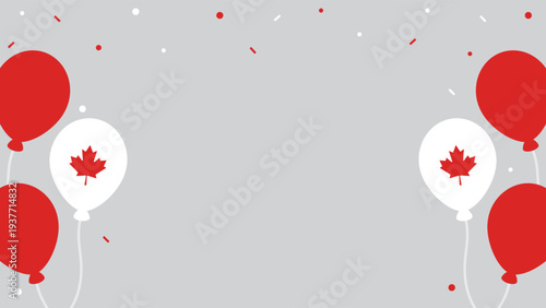Cheerful Canada celebration background illustration with the Canada flag balloons, and confetti. Flat design illustration.