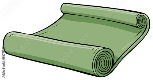 Rolled up yoga mat cartoon illustration