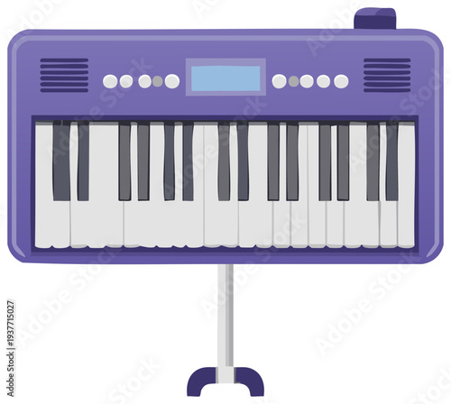 Purple electronic keyboard synthesizer on a stand vector illustration