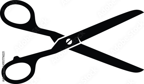Scissors silhouette icon isolated on white background, cutting tool symbol for barber, tailoring, crafting, office supplies and haircut concept vector illustration