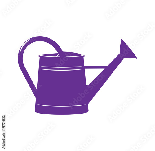 Purple watering can icon for gardening and plant care illustration