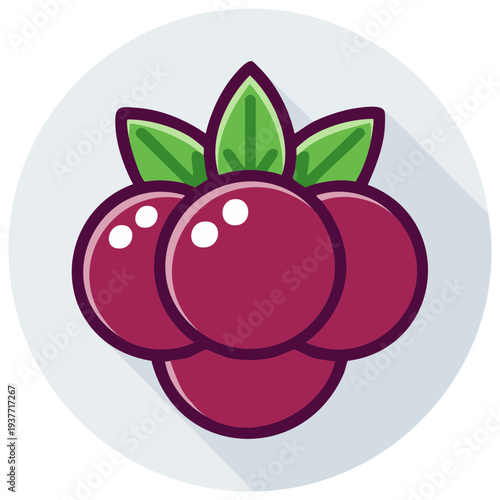 Ripe Cranberry Berries with Leaves Illustration Healthy Food Ingredient