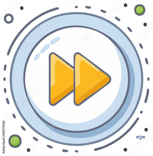 Fast Forward Icon Cartoon Style within a Circular Frame Design Element