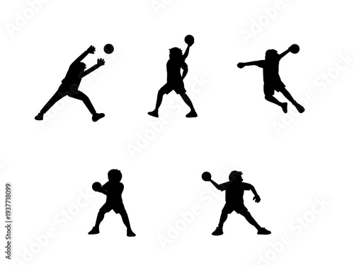 ハンドボール男子シルエットイラスト