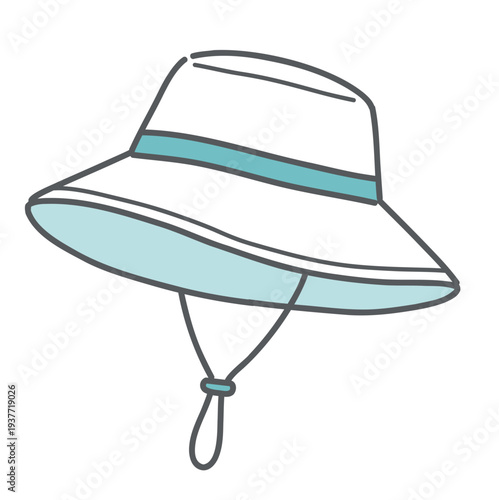 つば広帽子・サファリハットのイラスト（熱中症・紫外線対策グッズ）