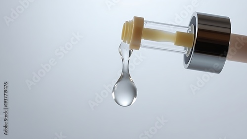 sedition. A single clear droplet falling from a glass dropper, studio lighting, clean aesthetic. bar promotions, beverage menus, designed for product packaging and bar promotions.