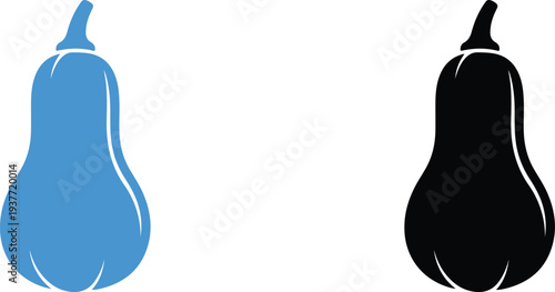 Blue and black eggplant silhouettes on white background