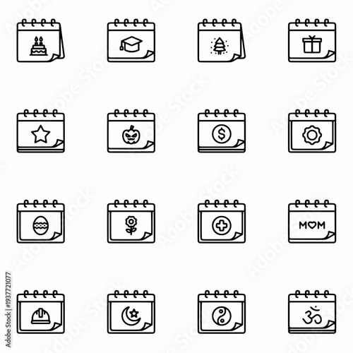 Calendar date icons set