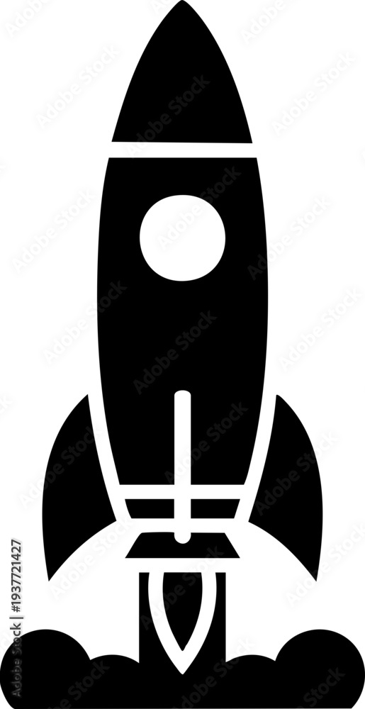 Fototapeta premium Startup rocket boost icon black