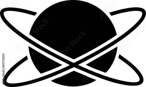 Planet with orbits icon black