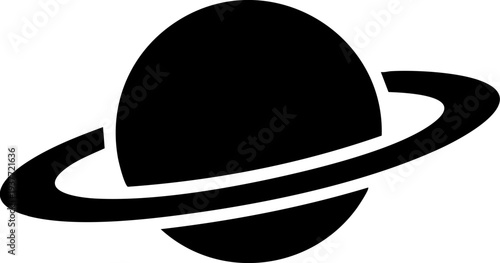 Ringed planet icon silhouette
