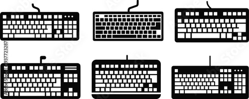 Computer keyboard icon set. laptop keyboard icon with different keyboard layout illustrations