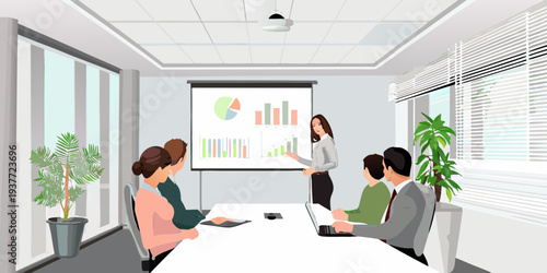 Business presentation in a modern conference room with attendees