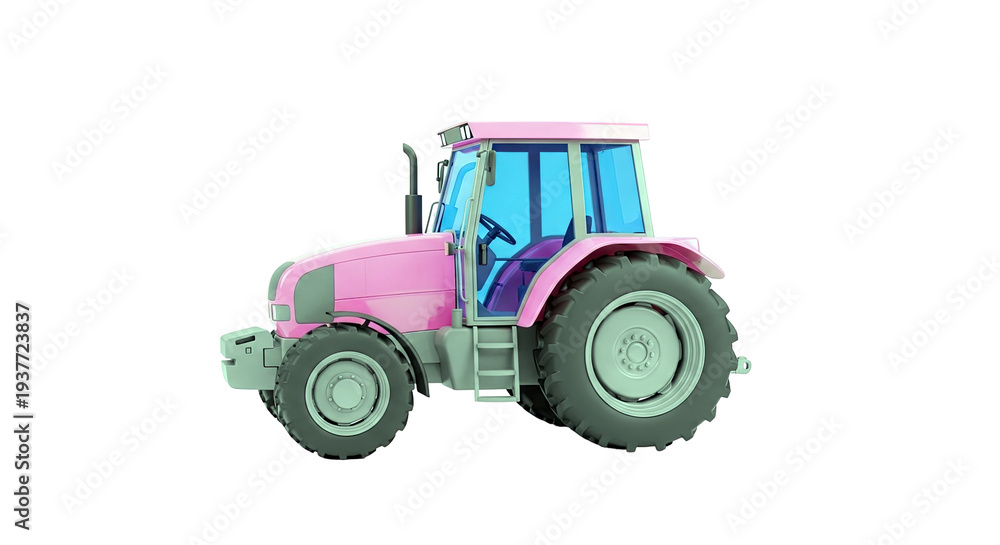 Naklejka premium Pink Cartoon Tractor