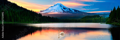 Photos Trillium Lake Reflection With Mount Hood at Colorful Sunrise in Oregon