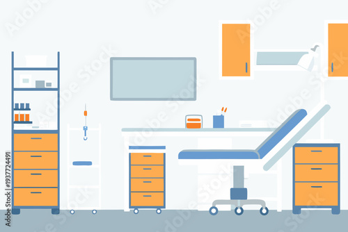 Illustration of a clean modern medical examination room interior