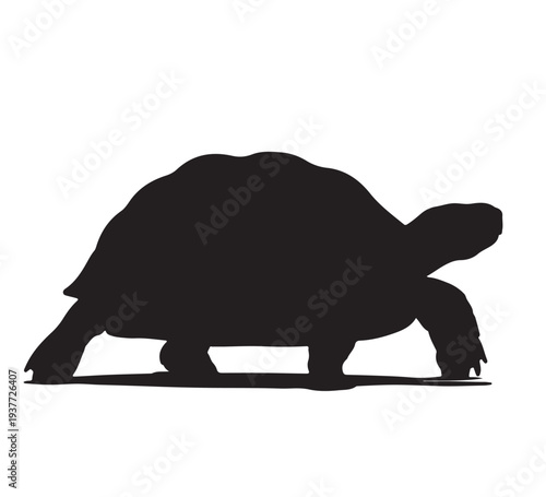 Dynamic silhouette of a resilient tortoise slowly traversing, embodying the profound essence of endurance, longevity, and timeless wisdom in minimalist art