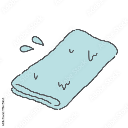 濡れタオル・冷却タオルのイラスト（熱中症・暑さ対策グッズ）