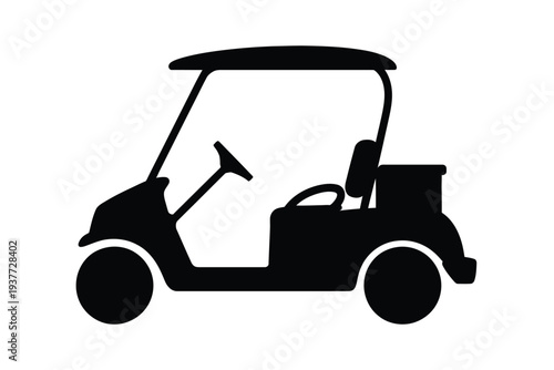 Black and white golf cart silhouette transportation