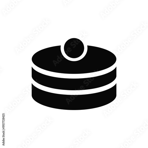 Black and white layered cake with a round topper dessert