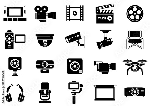 カメラ・動画アイコン05　Cameras, Photography, and Video Icons