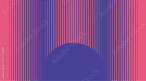 Abstract gradient vertical lines background, modern geometric stripe pattern with semicircle shape, creative digital technology style vector illustration
