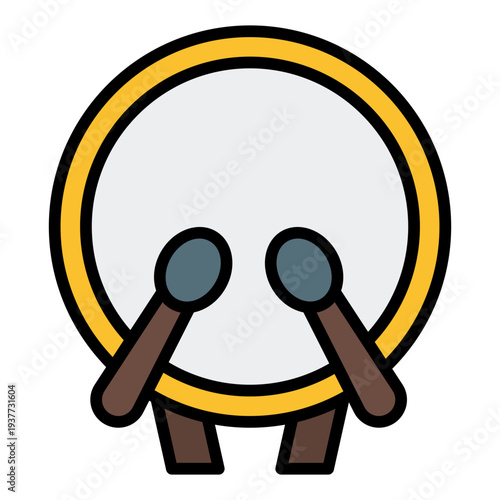 Drum Filled Line icon. Islamic celebration drum symbol. Ramadan tradition music Filled Line icon