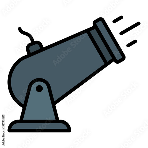 Cannon Filled Line icon. Ramadan cannon symbol. Iftar time announcement tradition Filled Line icon