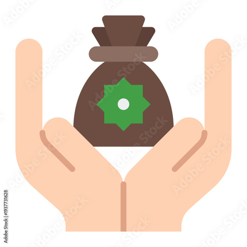 Zakat Flat icon. Islamic charity symbol. Muslim obligation donation Flat icon