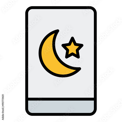 App Filled Line icon. Islamic prayer application symbol. Ramadan and Muslim lifestyle Filled Line icon
