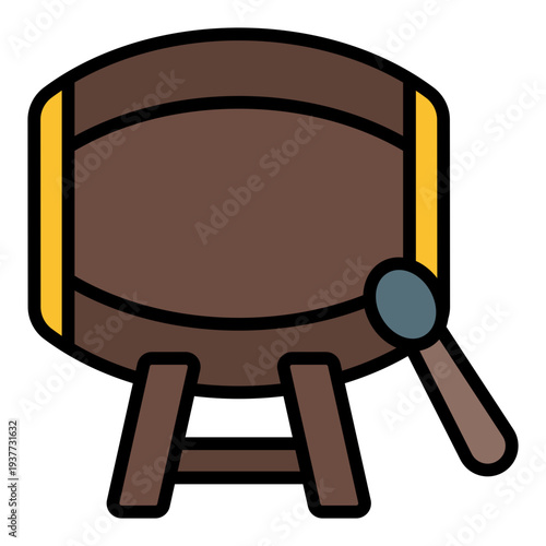Bedug Filled Line icon. Traditional Ramadan drum symbol. Islamic prayer time announcement Filled Line icon